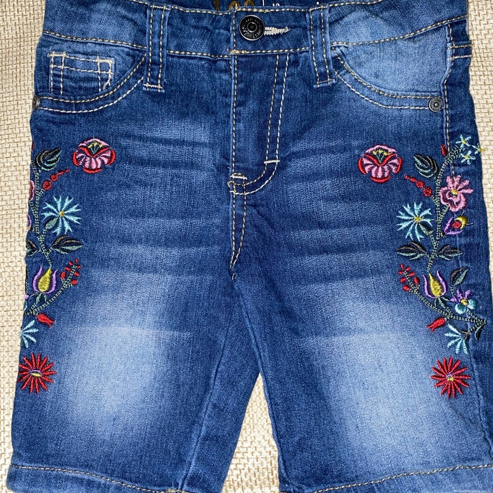 Denim embroidered shorts